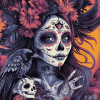 Sugar Skull Girl and Crow Diamond Painting