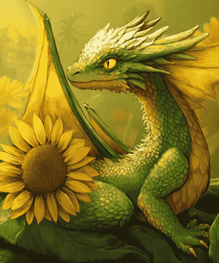 Sunflower Fantasy Dragon Diamond Painting