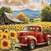 Sunflower Farm Truck Diamond Painting