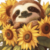 Sunflowers and Sloths Cartoon Diamond Painting