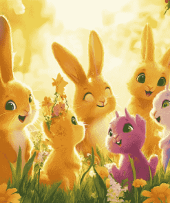 Sunny Bunnies Cartoon Diamond Painting