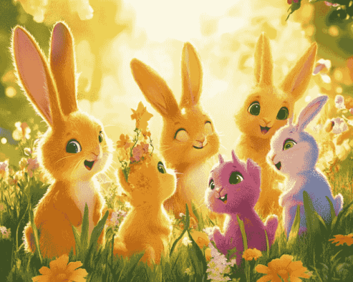 Sunny Bunnies Cartoon Diamond Painting