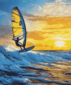 Sunset Beach Windsurfing Diamond Painting