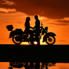 Sunset Couple on Motorcycle Diamond Painting