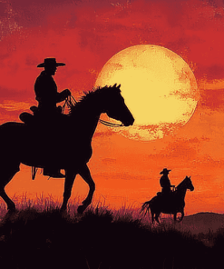 Sunset Cowboy Silhouette Diamond Painting