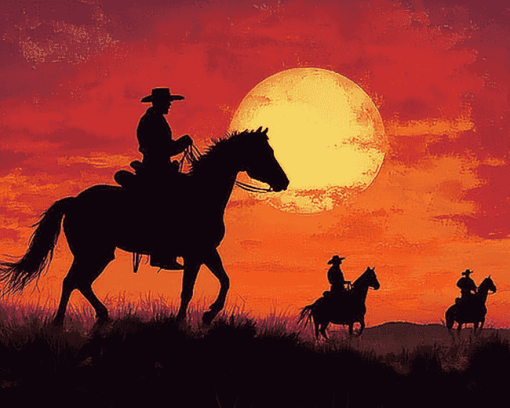 Sunset Cowboy Silhouette Diamond Painting