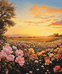 Sunset Flower Garden Diamond Painting