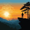 Sunset Mountain Silhouette Diamond Painting