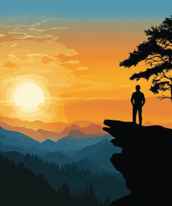 Sunset Mountain Silhouette Diamond Painting