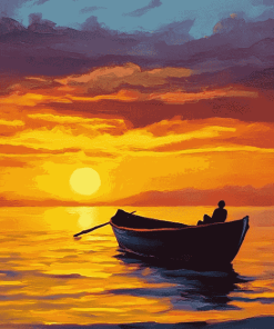 Sunset Ocean Silhouette Diamond Painting