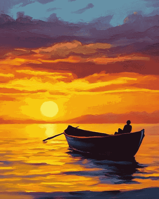 Sunset Ocean Silhouette Diamond Painting