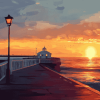 Sunset Over Cadiz Pier Diamond Painting