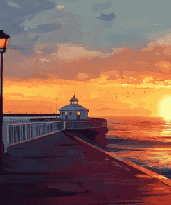 Sunset Over Cadiz Pier Diamond Painting