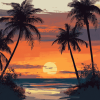 Sunset Palm Trees Diamond Painting