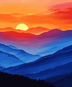 Sunset Smokey Mountains Diamond Painting