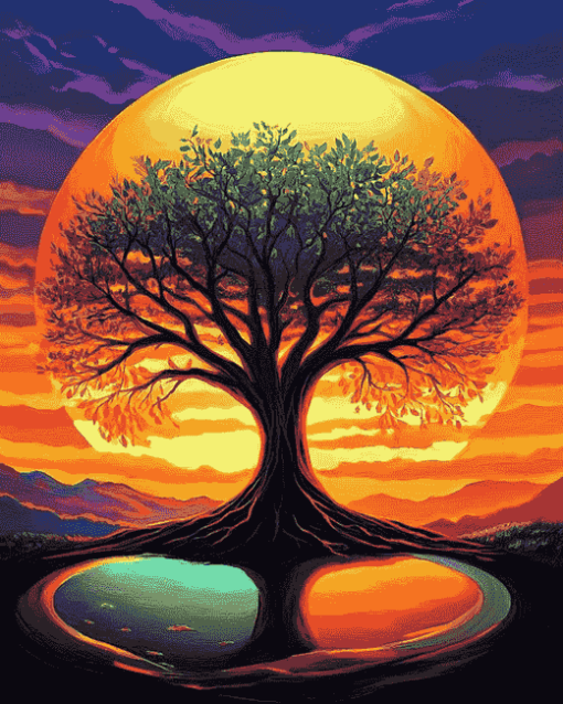 Sunset Tree of Life Diamond Painting