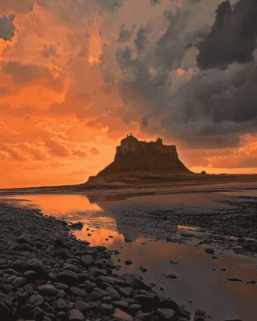 Sunset on Lindisfarne Island Diamond Painting