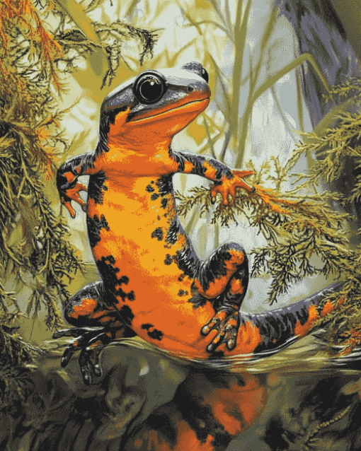 Swimming Salamander Reptile Diamond Painting