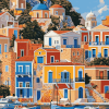 Symi Island Cityscape Diamond Painting