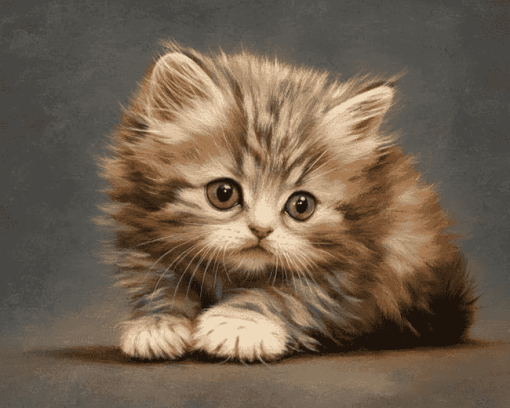 Tabby Persian Kitten Diamond Painting