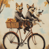 Tandem Bike Adventure Dogs Diamond Painting