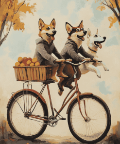 Tandem Bike Adventure Dogs Diamond Painting