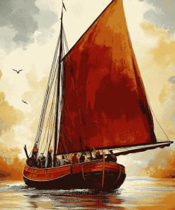 Thames Sailing Barge Landscapes Diamond Painting