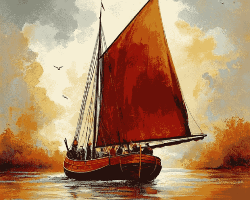 Thames Sailing Barge Landscapes Diamond Painting