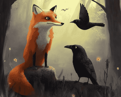 The Fox and the Crow Animation Diamond Painting