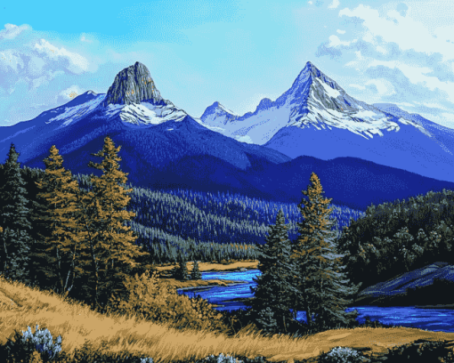 Three Sisters Mountains Oregon Diamond Painting