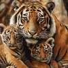 Tiger Cubs Art Diamond Painting