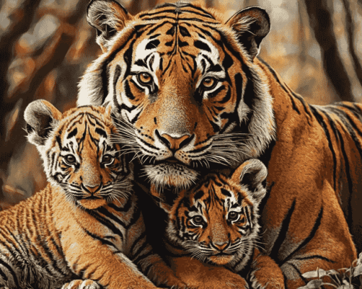 Tiger Cubs Art Diamond Painting