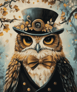 Top Hat Owl Animation Diamond Painting