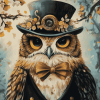 Top Hat Owl Animation Diamond Painting