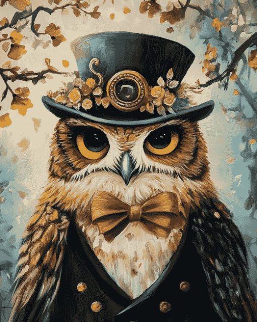 Top Hat Owl Animation Diamond Painting