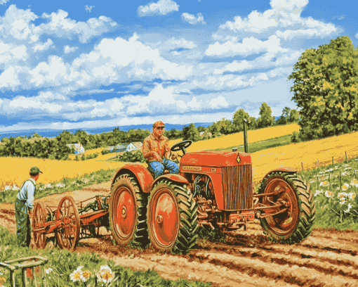 Tractor Scene Diamond Painting