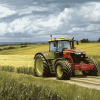 Tractors in Lush Hay Fields Diamond Painting