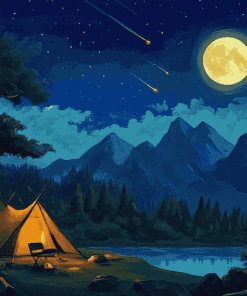 Tranquil Campsite Night Diamond Painting