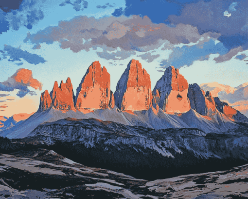 Tre Cime Di Lavaredo Sunset Diamond Painting