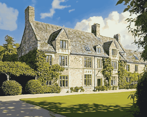 Trerice Manor Buildings Diamond Painting