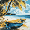 Tropical Seascape with Palm Trees Diamond Painting