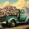 Truck with Flowers Diamond Painting