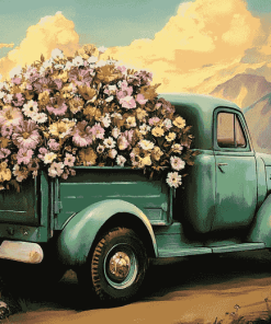 Truck with Flowers Diamond Painting