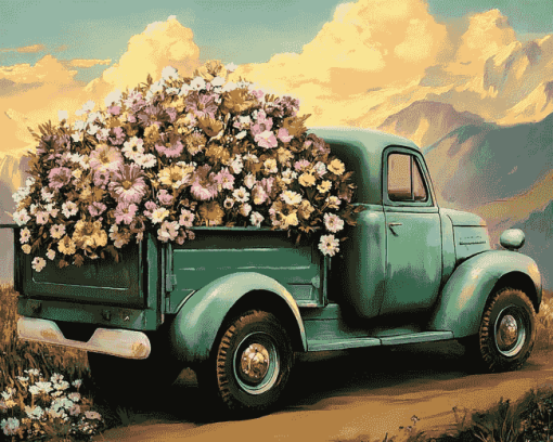 Truck with Flowers Diamond Painting