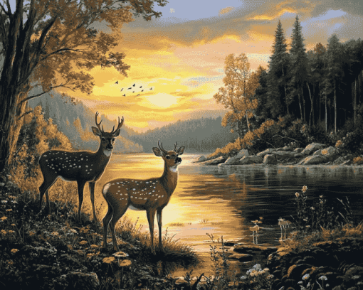 Two Deer Among Nature Diamond Painting