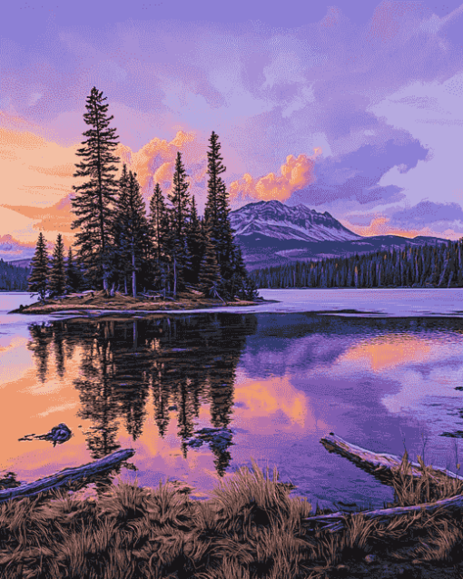 Two Jack Lake Sunset Diamond Painting