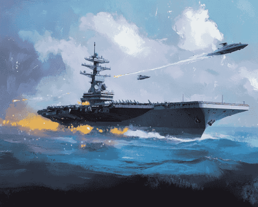 USS Enterprise Seascape Diamond Painting