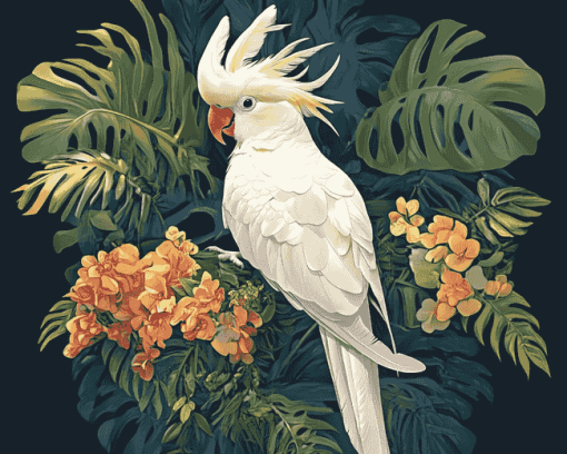 Umbrella Cockatoo Parrot Diamond Painting