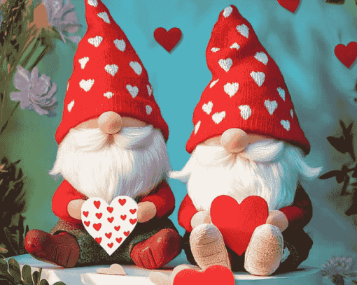 Valentine Gnome Cartoons Diamond Painting