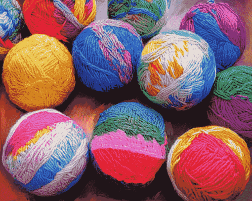 Vibrant Yarn Ball Patterns Diamond Painting